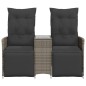 vidaXL Gartensofa 2-Sitzer Verstellbar mit Tisch Grau Poly Rattan vidaXL Gartensofa 2-Sitzer Verstellbar mit Tisch Grau Poly Rattan