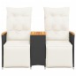 vidaXL Gartensofa 2-Sitzer Verstellbar mit Tisch Schwarz Poly Rattan vidaXL Gartensofa 2-Sitzer Verstellbar mit Tisch Schwarz Poly Rattan