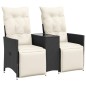 vidaXL Gartensofa 2-Sitzer Verstellbar mit Tisch Schwarz Poly Rattan vidaXL Gartensofa 2-Sitzer Verstellbar mit Tisch Schwarz Poly Rattan