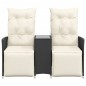 vidaXL Gartensofa 2-Sitzer Verstellbar mit Tisch Schwarz Poly Rattan vidaXL Gartensofa 2-Sitzer Verstellbar mit Tisch Schwarz Poly Rattan