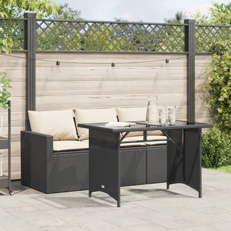 vidaXL 2-tlg. Garten-Essgruppe mit Kissen Schwarz Poly Rattan vidaXL 2-tlg. Garten-Essgruppe mit Kissen Schwarz Poly Rattan