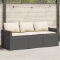 vidaXL Gartensofa mit Kissen 3-Sitzer Schwarz Poly Rattan vidaXL Gartensofa mit Kissen 3-Sitzer Schwarz Poly Rattan