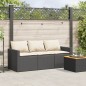 vidaXL Gartensofa mit Kissen 3-Sitzer Schwarz Poly Rattan vidaXL Gartensofa mit Kissen 3-Sitzer Schwarz Poly Rattan