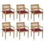 Batavia-Stühle mit Kissen 6 Stk. Massivholz Teak Batavia-Stühle mit Kissen 6 Stk. Massivholz Teak