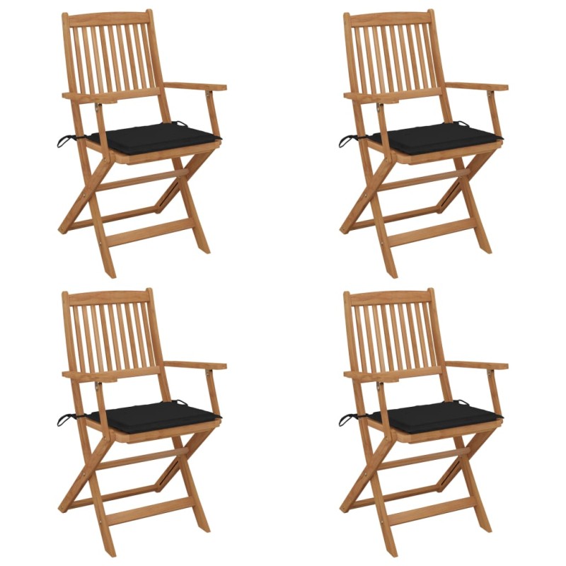 vidaXL Klappbare Gartenstühle 4 Stk. mit Kissen Massivholz Akazie vidaXL Klappbare Gartenstühle 4 Stk. mit Kissen Massivholz Akazie