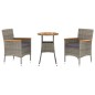 vidaXL 3-tlg. Garten-Bistro-Set mit Kissen Grau Poly Rattan vidaXL 3-tlg. Garten-Bistro-Set mit Kissen Grau Poly Rattan