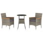 vidaXL 3-tlg. Garten-Bistro-Set mit Kissen Grau Poly Rattan vidaXL 3-tlg. Garten-Bistro-Set mit Kissen Grau Poly Rattan