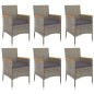 vidaXL 7-tlg. Garten-Essgruppe mit Kissen Grau Poly Rattan vidaXL 7-tlg. Garten-Essgruppe mit Kissen Grau Poly Rattan
