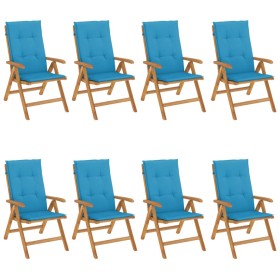 vidaXL Gartenstühle mit Auflagen 8 Stk. Massivholz Teak