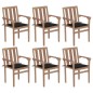 vidaXL Stapelbare Gartenstühle mit Kissen 6 Stk. Massivholz Teak vidaXL Stapelbare Gartenstühle mit Kissen 6 Stk. Massivholz Teak