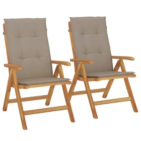 vidaXL Gartenstühle mit Kissen 2 Stk. Massivholz Teak