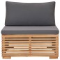 vidaXL Garten-Mittelsofa mit Grauer Auflage Massivholz Teak vidaXL Garten-Mittelsofa mit Grauer Auflage Massivholz Teak