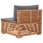 vidaXL Garten-Mittelsofa mit Grauer Auflage Massivholz Teak vidaXL Garten-Mittelsofa mit Grauer Auflage Massivholz Teak