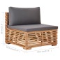 vidaXL Garten-Mittelsofa mit Grauer Auflage Massivholz Teak vidaXL Garten-Mittelsofa mit Grauer Auflage Massivholz Teak