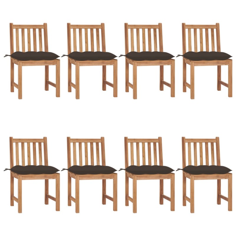 Gartenstühle 8 Stk. mit Kissen Massivholz Teak Gartenstühle 8 Stk. mit Kissen Massivholz Teak