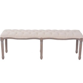 vidaXL Bank Leinen Massivholz 150 x 40 x 48 cm Cremeweiß