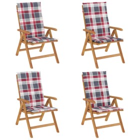 vidaXL Gartenstühle mit Kissen 4 Stk. Massivholz Teak