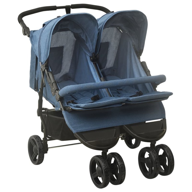 vidaXL Geschwisterwagen Marineblau Stahl vidaXL Geschwisterwagen Marineblau Stahl