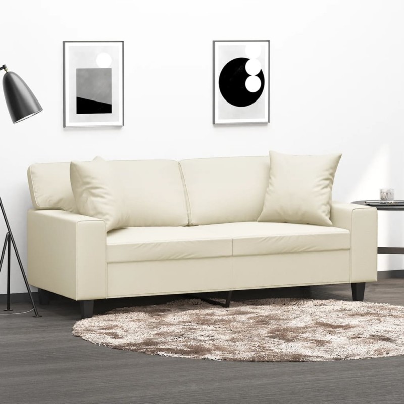 vidaXL 2-Sitzer-Sofa mit Zierkissen Creme 140 cm Kunstleder vidaXL 2-Sitzer-Sofa mit Zierkissen Creme 140 cm Kunstleder
