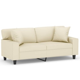 vidaXL 2-Sitzer-Sofa mit Zierkissen Creme 140 cm Kunstleder