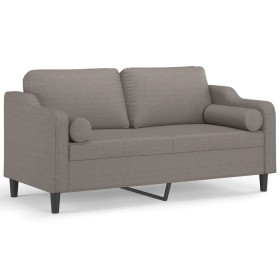 vidaXL 2-Sitzer-Sofa mit Zierkissen Taupe 140 cm Stoff