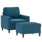vidaXL Sessel mit Hocker Blau 60 cm Samt vidaXL Sessel mit Hocker Blau 60 cm Samt