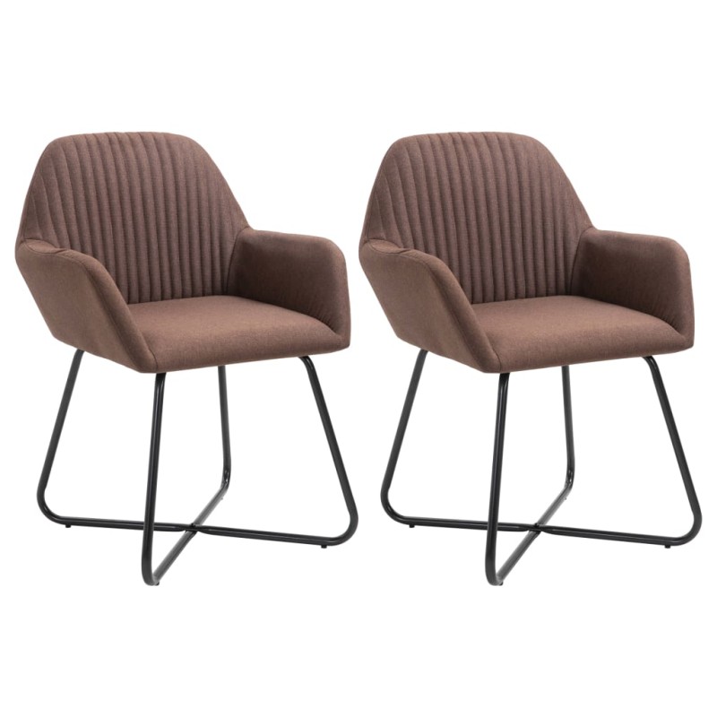 vidaXL Esszimmerstühle 2 Stk. Braun Stoff vidaXL Esszimmerstühle 2 Stk. Braun Stoff