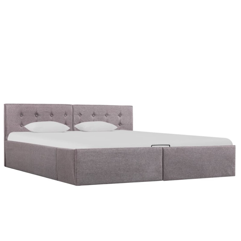 vidaXL Stauraumbett Hydraulisch Taupe Stoff 160×200 cm vidaXL Stauraumbett Hydraulisch Taupe Stoff 160×200 cm