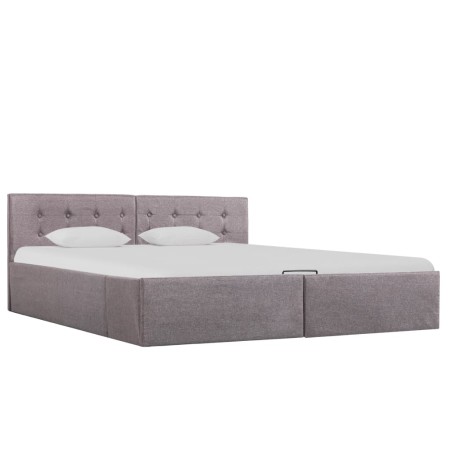 vidaXL Stauraumbett Hydraulisch Taupe Stoff 160×200 cm 