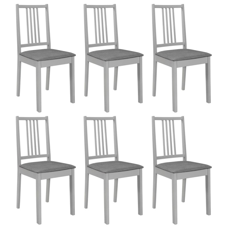 vidaXL Esszimmerstühle mit Polstern 6 Stk. Grau Massivholz vidaXL Esszimmerstühle mit Polstern 6 Stk. Grau Massivholz