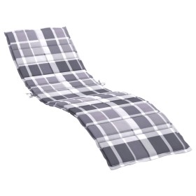 vidaXL Sonnenliegen-Auflage Grau Karomuster 200x70x3 cm Oxford-Gewebe