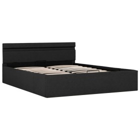 vidaXL Bett mit Bettkasten Hydraulisch LED Dunkelgrau Stoff 140x200 cm 