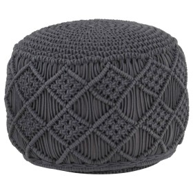 vidaXL Makramee Sitzpuff Handgefertigt Anthrazit 45 x 30 cm Baumwolle 