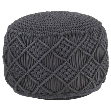 vidaXL Makramee Sitzpuff Handgefertigt Anthrazit 45 x 30 cm Baumwolle 