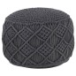 vidaXL Makramee Sitzpuff Handgefertigt Anthrazit 45 x 30 cm Baumwolle vidaXL Makramee Sitzpuff Handgefertigt Anthrazit 45 x 30 cm Baumwolle