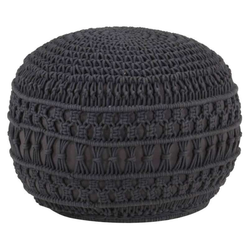 vidaXL Makramee Sitzpuff Handgefertigt Anthrazit 45 x 30 cm Baumwolle vidaXL Makramee Sitzpuff Handgefertigt Anthrazit 45 x 30 cm Baumwolle