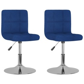 vidaXL Esszimmerstühle 2 Stk. Drehbar Blau Stoff