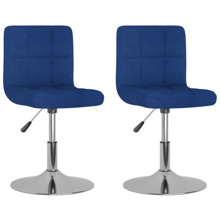 vidaXL Esszimmerstühle 2 Stk. Drehbar Blau Stoff
