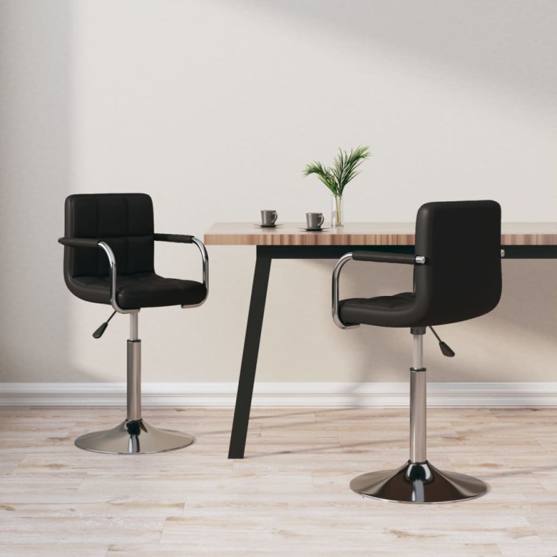 vidaXL Esszimmerstühle 2 Stk. Drehbar Schwarz Kunstleder vidaXL Esszimmerstühle 2 Stk. Drehbar Schwarz Kunstleder