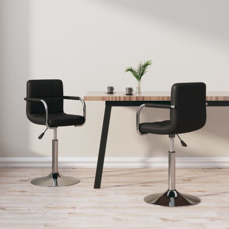 vidaXL Esszimmerstühle 2 Stk. Drehbar Schwarz Kunstleder