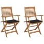 vidaXL Klappbare Gartenstühle 2 Stk. mit Kissen Massivholz Akazie vidaXL Klappbare Gartenstühle 2 Stk. mit Kissen Massivholz Akazie