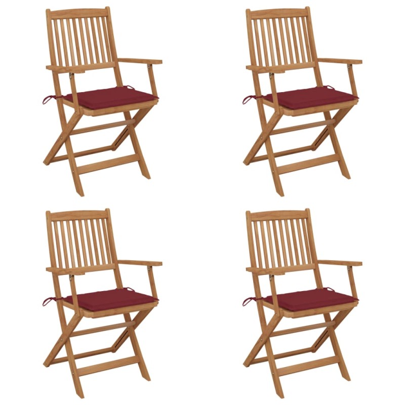vidaXL Klappbare Gartenstühle 4 Stk. mit Kissen Massivholz Akazie vidaXL Klappbare Gartenstühle 4 Stk. mit Kissen Massivholz Akazie