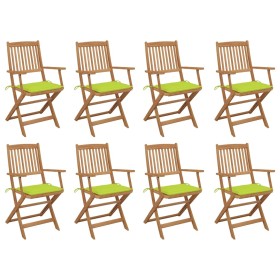 vidaXL Klappbare Gartenstühle mit Kissen 8 Stk. Massivholz Akazie