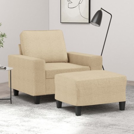 vidaXL Sessel mit Hocker Creme 60 cm Stoff
