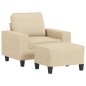 vidaXL Sessel mit Hocker Creme 60 cm Stoff vidaXL Sessel mit Hocker Creme 60 cm Stoff