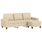 vidaXL 3-Sitzer-Sofa mit Hocker Creme 180 cm Stoff vidaXL 3-Sitzer-Sofa mit Hocker Creme 180 cm Stoff