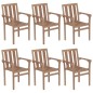 Stapelbare Gartenstühle mit Kissen 6 Stk. Massivholz Teak Stapelbare Gartenstühle mit Kissen 6 Stk. Massivholz Teak