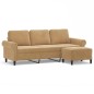 vidaXL 3-Sitzer-Sofa mit Hocker Braun 180 cm Samt vidaXL 3-Sitzer-Sofa mit Hocker Braun 180 cm Samt