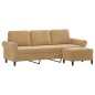vidaXL 3-Sitzer-Sofa mit Hocker Braun 180 cm Samt vidaXL 3-Sitzer-Sofa mit Hocker Braun 180 cm Samt