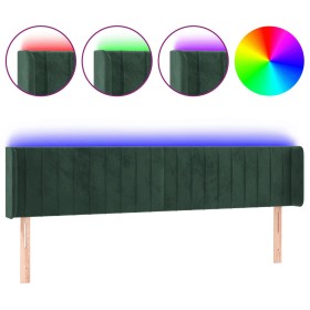vidaXL LED Kopfteil Dunkelgrün 203x16x78/88 cm Samt